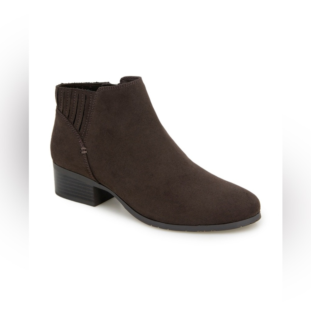 SHEA WOMENS ZIPPER FAUX SUEDE ANKLE BOOTS IN CHOCOLATE BRAND NEW IN BOX‼️ SZ 10M